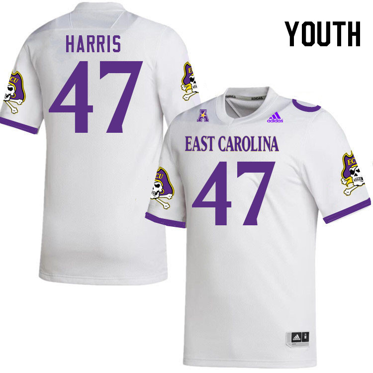 Youth #47 Rahjai Harris ECU Pirates 2023 College Football Jerseys Stitched-White